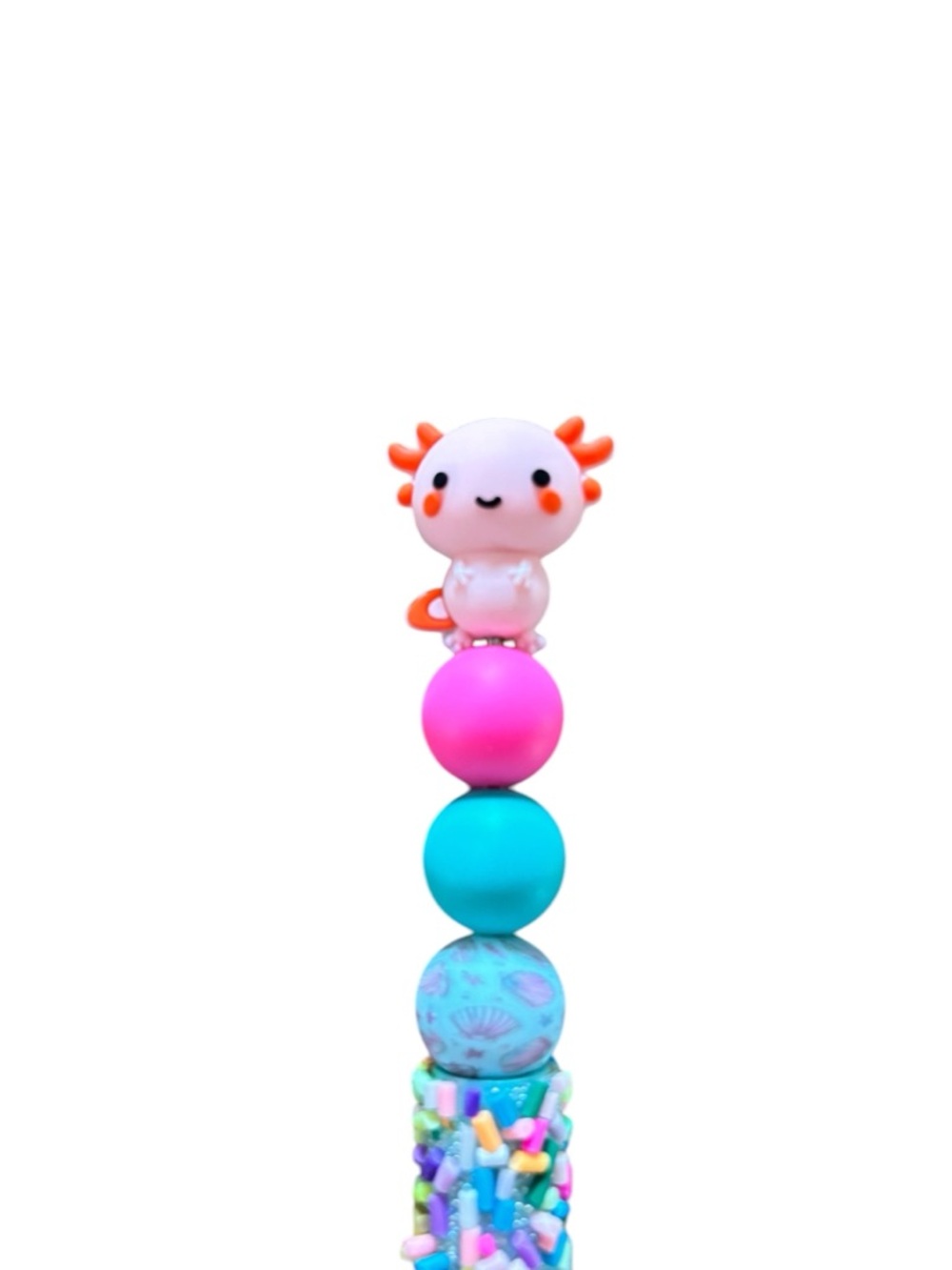 Blue & Pink Axolotl Sprinkle Pen Handmade By AB INKS HANDMADE EXPRESSIONS - Picture 4 of 5